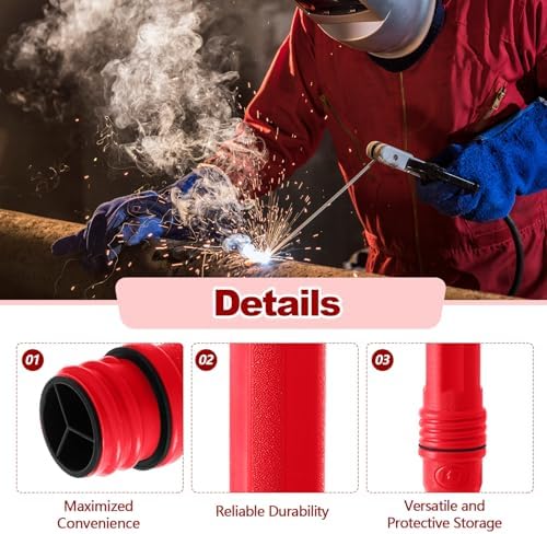 Tandefio 4 Pcs Welding Rod Storage Tube 40 Inch Tig Rod Storage Canisters Welding Electrode Holder Airproof Waterproof Container(Red)