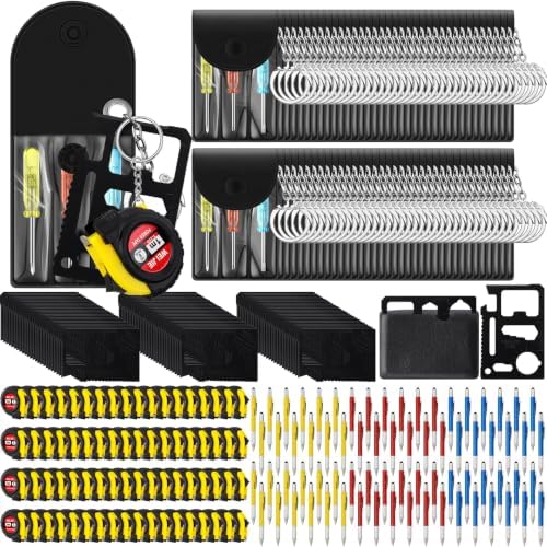288 Pcs Mini Screwdriver Tape Keychain Set Multitool Pen Card Father's Gifts Bulk Mini Tool Set for Adult Men Dad (Multicolor)