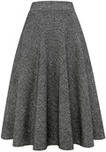 IDEALSANXUN Womens Plaid Wool Skirts Elastic Waist A-Line Pleated Tartan Long Skirts