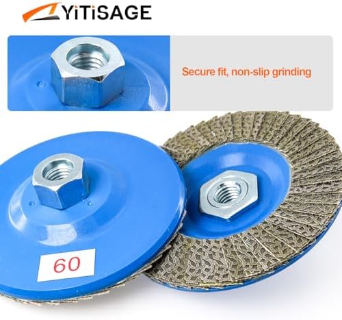 4.5" Diamond Flap Disc,Plastic Back Grinding Wheel for Marble,Ceramics,Sander Tile,Stone,Glass,Concrete(Grit 60-1pc)