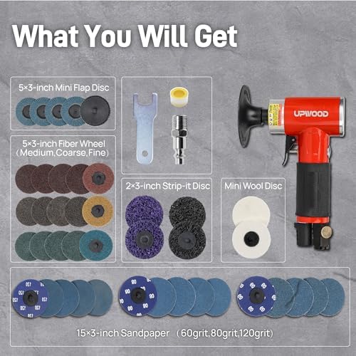 3-Inch Air Right Angle Sander Kit with 41 Roll Lock Discs
