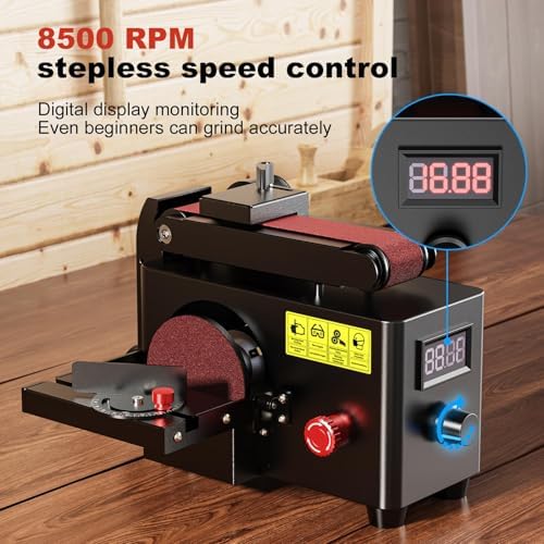 200W Multi-Function Belt & Disc Sander, 8500RPM Mini Grinding Machine