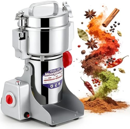 Moongiantgo Grain Mill Grinder Commercial Spice Grinder, 700g Swing, 110V