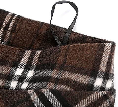 IDEALSANXUN Womens Plaid Wool Skirts Elastic Waist A-Line Pleated Tartan Long Skirts