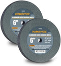 POWERTEC Bench Grinder Wheel 6 Inch 150 Grit, Aluminum Oxide Grinding Wheel for Bench Pedestal Grinder, 3/4" Thick 1/2" Arbor, Sharpening & Shaping Drill Bits, Blade, and Chisel 2PK (15520-P2)