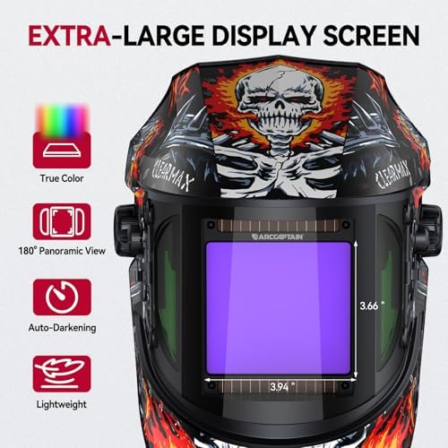 ARCCAPTAIN Welding Hood, 180° Panoramic View Auto Darkening Welding Helmet