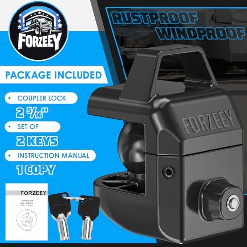 Trailer Lock Only Fit for 2-5/16" Ball Coupler Heavy Duty Anti-Theft Hitch Locks