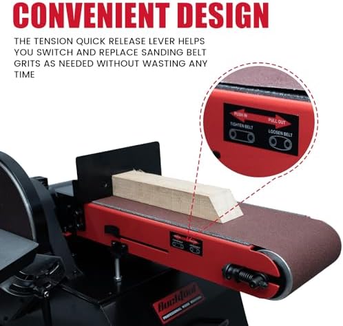 BUCKTOOL 1-1/2HP Bench Belt Disc Sander for Woodworking,6x48" Belt,10" Disc
