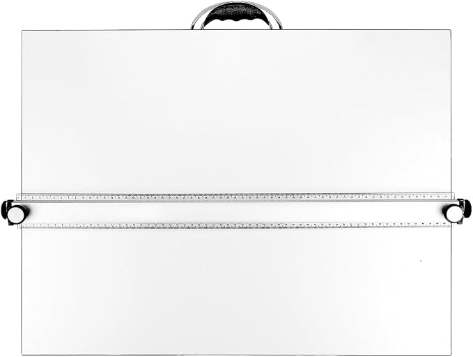 A2 Drawing Board Portable Drafting Board 24 x 18 Inches Drafting Table with Parallel Bar, Angle Adjustable Measuring System Angle Parallel Drawing Board