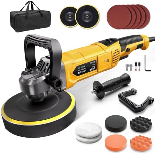 Buffer Polisher, 1600W Rotary Car Buffer, 6 Inch/7 Inch, Yellow