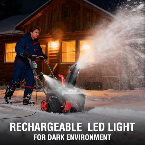 21-Inch Electric Snow Blower, 15-Amp, with LED Light for Patios Deck Yard Driveway(AM7521)