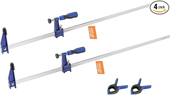 VEVOR Bar Clamps for Woodworking, 2-Pack 36 inch Opening, Lockable F-Clamp with 600 lbs Load Limit, 2-1/2 inch Depth, Cast Iron and Carbon Steel, Easy to Use, Wood Clamps for Woodworking Metal Working