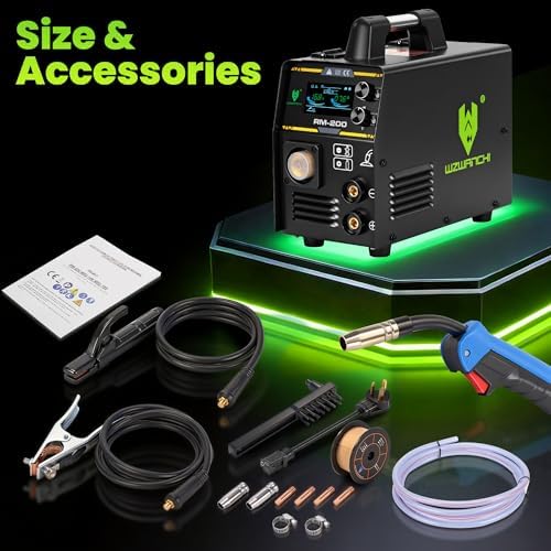 200A Aluminum MIG Welder 110V/220V, Flux MIG/MIG/Single Pulse MIG/Stick/Lift TIG 5 In 1 MIG Welding Machine With LED Display, Heavy Duty Flux Cored MIG Welder For Indoor Outdoor