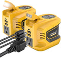 LIVOWALNY 220W-250W Power Inverter Compatible with DeWALT 20V Battery (Battery Not Included), DC 20V to AC 110V-120V Portable Inverter, 1 AC Outlet, 2 USB Ports & 1 Type-C Port, LED Work Light(2-Pack)