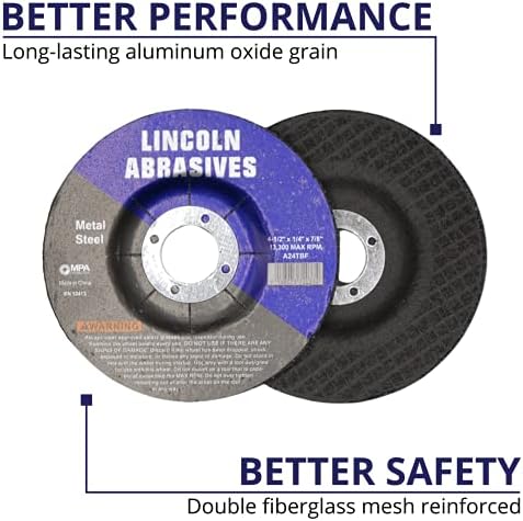 10 Pack Grinding Wheels 4.5" x 1/4" x 7/8" for Metal