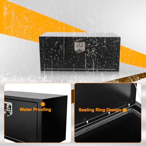 36 Inch Underbody Truck Box Steel Storage Tool Box,36 x 14 x 16 Tool Chest Organizer w/Lock and Keys For Pickup,Truck Bed, RV, Trailer,Heavy Duty Waterproof Black box