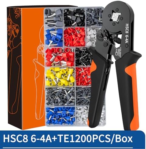 Crimping Terminal,Multiple Crimping Pliers HSC86-4/6 Combination,Electrical Equipment Connector,Wire Connection Terminal(HSC8 6-4A TE1200PCS)