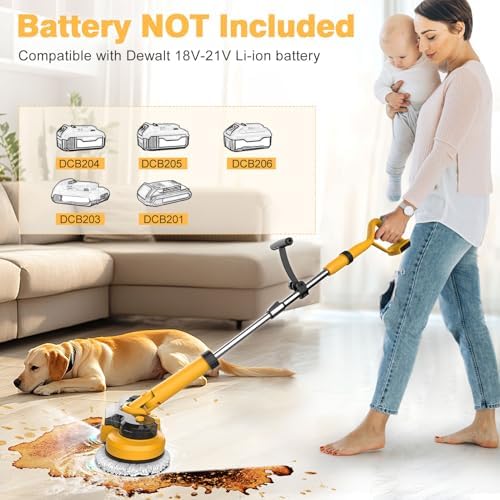 Cordless Electric Mop for Dewalt 20V Battery (NO Battery), 2 in 1 Spin Mop & Floor Scrubber Machine with LED Light & Water Spray 800 RPM for Floor Cleaning, Hardwood,Tile