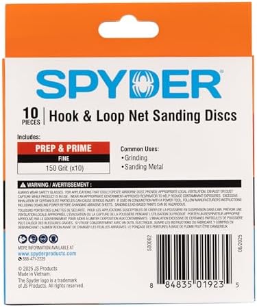 Spyder 10-Pack 150 Grit Sanding Discs, Ceramic Net, 5-Inch Hook and Loop, for Random Orbital Sander (500062)