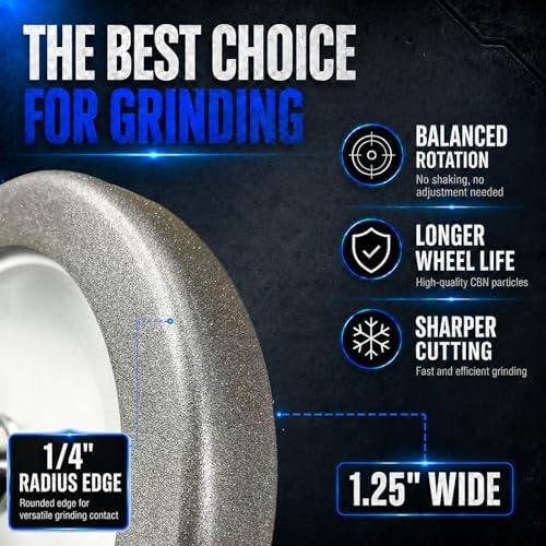 4-in-1 CBN Grinding Wheel 8 Inch, 5/8" Arbor, 1.25" Wide, 320 Grit