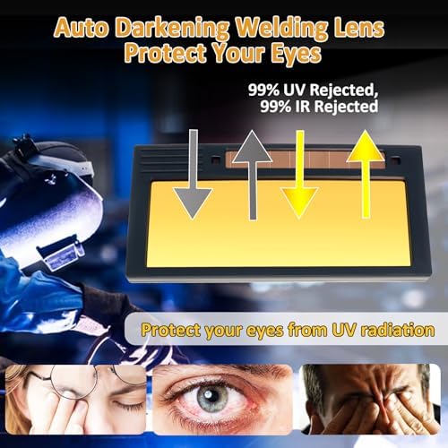 Auto Darkening Welding Lens Shade 5-13, 2" x 4-1/4" x 0.33", Gold