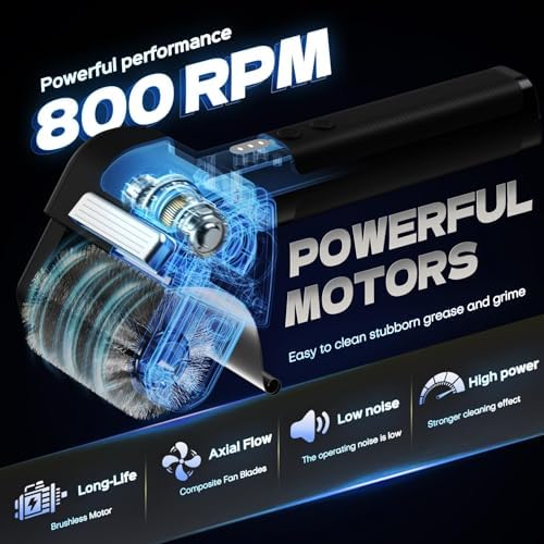 Electric Grill Brush, Grill Cleaner with LED Light, with 800 RPM Motor, Heavy Duty Grill Cleaning Tool, Personalized Grill Gift s for Dad