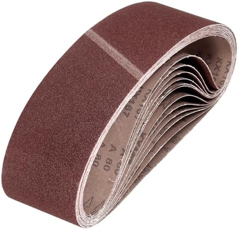 HARFINGTON 4 x 36 Inch Sanding Belts, 12 Pcs 80 Grits Aluminum Oxide Abrasive Belt Sander File Belt for Woodworking, Metal Polishing, Knife Sharpener