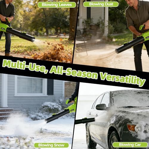 Leaf Blower Cordless - Cordless Handheld Leaf Blower with 21V 2 Rechargeable Batteries, Lightweight Electric Blower for Lawn, Yard, Garden, Patio, Leaves, Dust, Snow Cleaning, 750 CFM 260 MPH