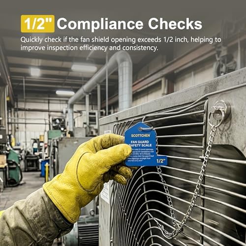 SCOTTCHEN Fan Safety Guidelines Tool, 1/2" Stainless Steel Distance Gauge with Magnetic Hanging Chain for Industrial Fan Guard Measuring