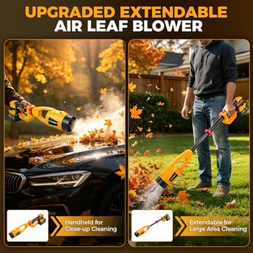 Cordless Leaf Blower 21V Electric Leaf Blower with 12.6Inch Telescopic Pole