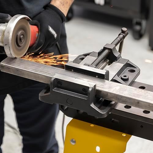 Strong Hand Tools 6.3" Heavy Duty Drill Press Vise, 3000 lb Clamping Force, Portable Bench Vise with Slotted Base, Hardened V-grooved Jaws, SBV388