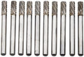 10Pcs/set 1/4 Dia. Flat Cutter Cylinder Solid Carbide Burrs Heavy Duty Grinding Heads Chamfering Abrasion Industrial Deburring Rotary Tools for Straight Edges Surfaces Bottom Holes