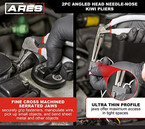 ARES 51018 2-Pc Angled Head Needle Nose Pliers Set - 6-In & 8-In