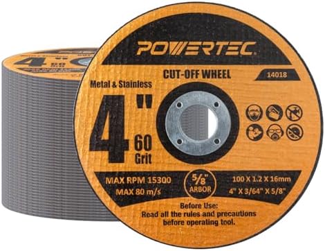 POWERTEC 4" Cut-Off Wheels, 50 PK, 5/8" Arbor (14018-P2)
