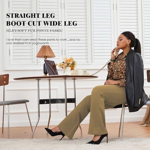 DGD Wrinkle-Free Stretch Dress Pants Plus Size for Women Pull-on Pant Ease into Comfort Office Pant
