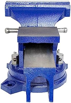 HFS(R) 4" Heavy Duty Bench Vise Anvil with 360° Swivel Locking Base Desktop Clamp - FS Blue Design