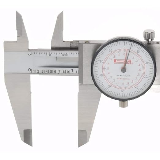 SPI 17-966-3 Dual Scale Inch Metric Dial Caliper: 0" to 8" (0 to 200mm) Range