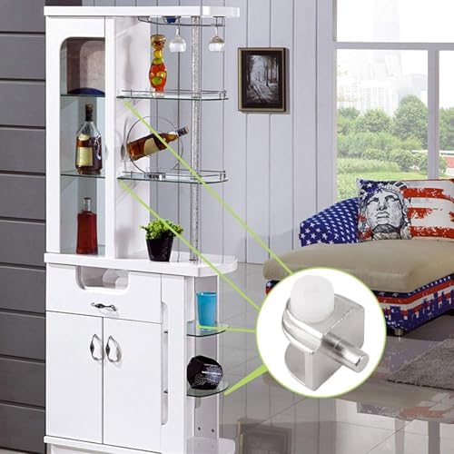 Adjustable Glass Shelf Bracket, 20Pcs Frameless Glass Shelf Holder Zinc Alloy Half Round Glass Clamp with Pin Wall Mounted Clips for 3-10mm Glass Shelves