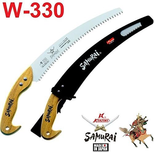 Samurai W-330-LH 13" (33cm) Heavy Duty Wooden Handle Curved Hand Saw Carrying Case, Made in Japan.