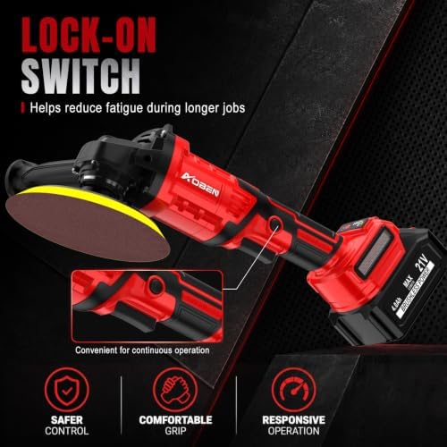 AOBEN 21V Cordless Angle Grinder 4-1/2 Inch, 6-Speed Power Brushless Cut Off Tool Kit, Lock-On Switch, with 2x4.0Ah Battery & Charger, for Metal Cutting, Grinding, Polishing