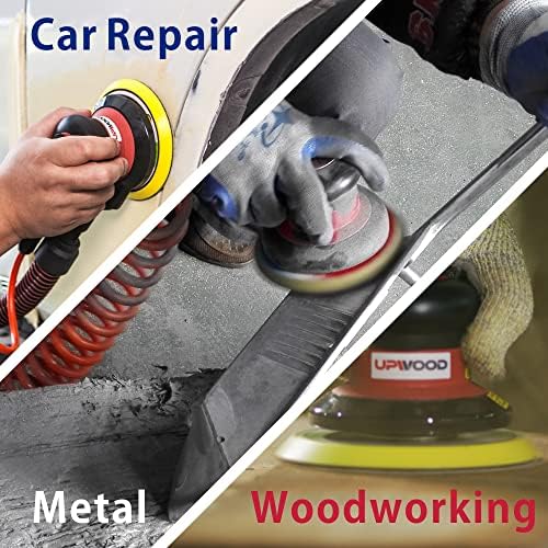 3 inch Mini Palm Air Sander, MAX 12000 RPM 3/32" Orbit Random Orbital Pneumatic Polisher, for Auto Body Woodworking Metal, with 12 Sandpapers & Extra Backing Pad