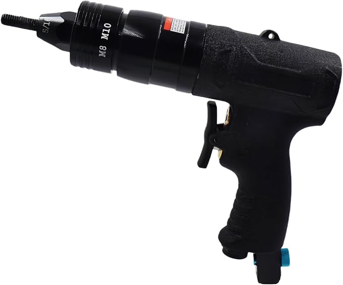 Pneumatic Rivet Nut Gun Air Rivet Nut Pull Setter Riveting Fastening Tool 1/4 5/16 3/8 Riveting Mandrels Quick Change Locking Nozzle Bolts Adapter Drill For Air Rivet Nut Insert Installation Tool