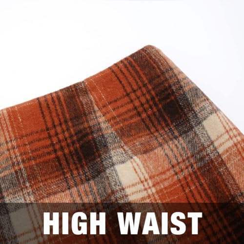 IDEALSANXUN Plaid Skirts for Women Fall Winter Knee Length Pencil Wool Skirt with Slit