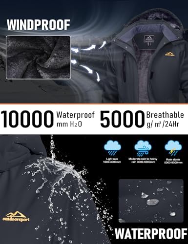 MAGCOMSEN Womens Winter Coats Waterproof Ski Snow Warm Fleece Rain Jacket
