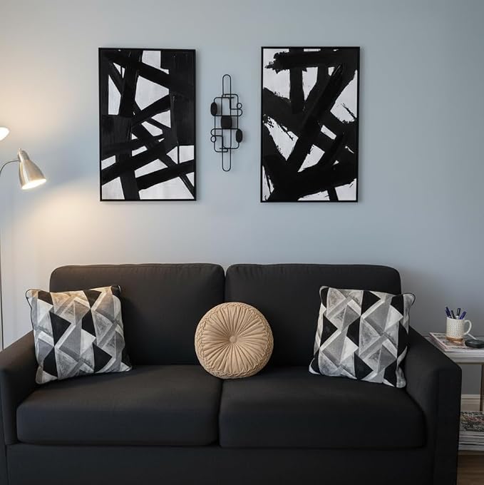 Zessonic Black And White Abstract Wall Art, Black Painting Stroke Graffiti Artwork Print for Living Room, Bedroom, Office Decor,24" x 36" x 2
