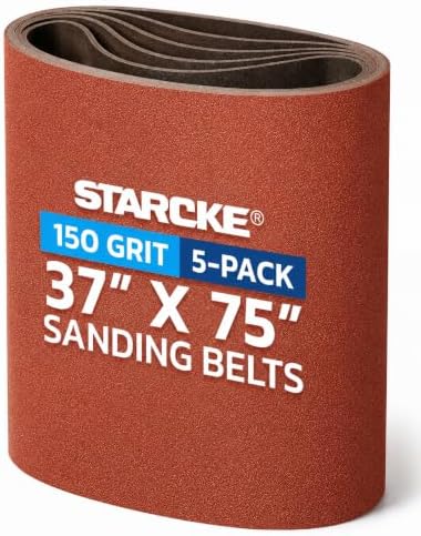 STARCKE 37 x 75 Inch Sanding Belts - 150 Grit Aluminum Oxide 5 Pack