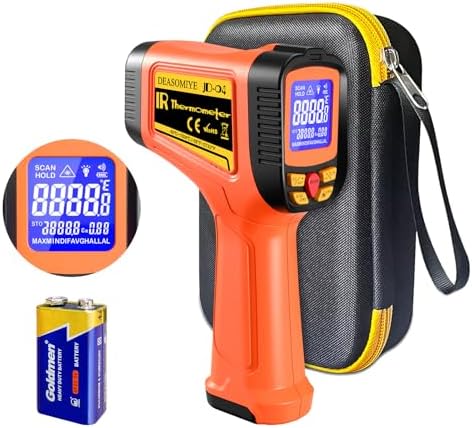 -58°F to 2732°F Digital Infrared Thermometer Gun, 50:1 Distance Ratio Laser Temperature Gun with MAX/MIN/AVG Measure and Alarm, Heat IR Temp Gun for Cooking, Griddle, HVAC, Industrial Forging