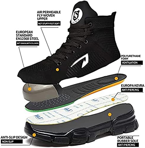 SUADEX Steel Toe Boots for Men Women Waterproof Arch Support Work Construction Indestructible Safety Boots