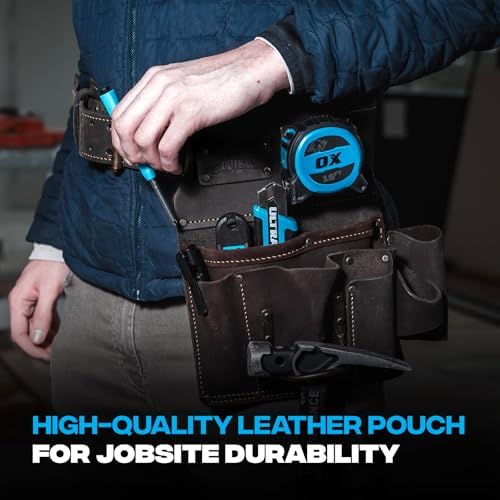 Ox Pro Full Grain Leather Tool Pouches - Made with Double Stitching and Rivet Reinforced Pockets
