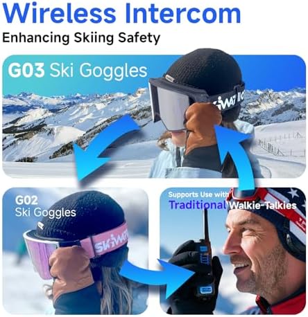Multifunctional Smart Wireless Ski Goggles with Walkie-Talkie, Anti-Fog Zeiss Lens, Music & Call Function